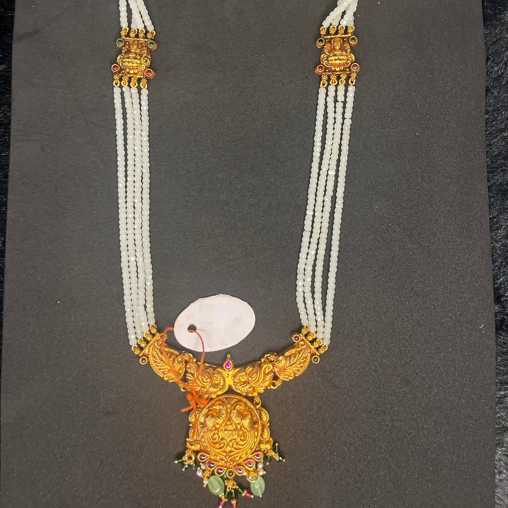 Abha -925 Silver Beads Long Necklace